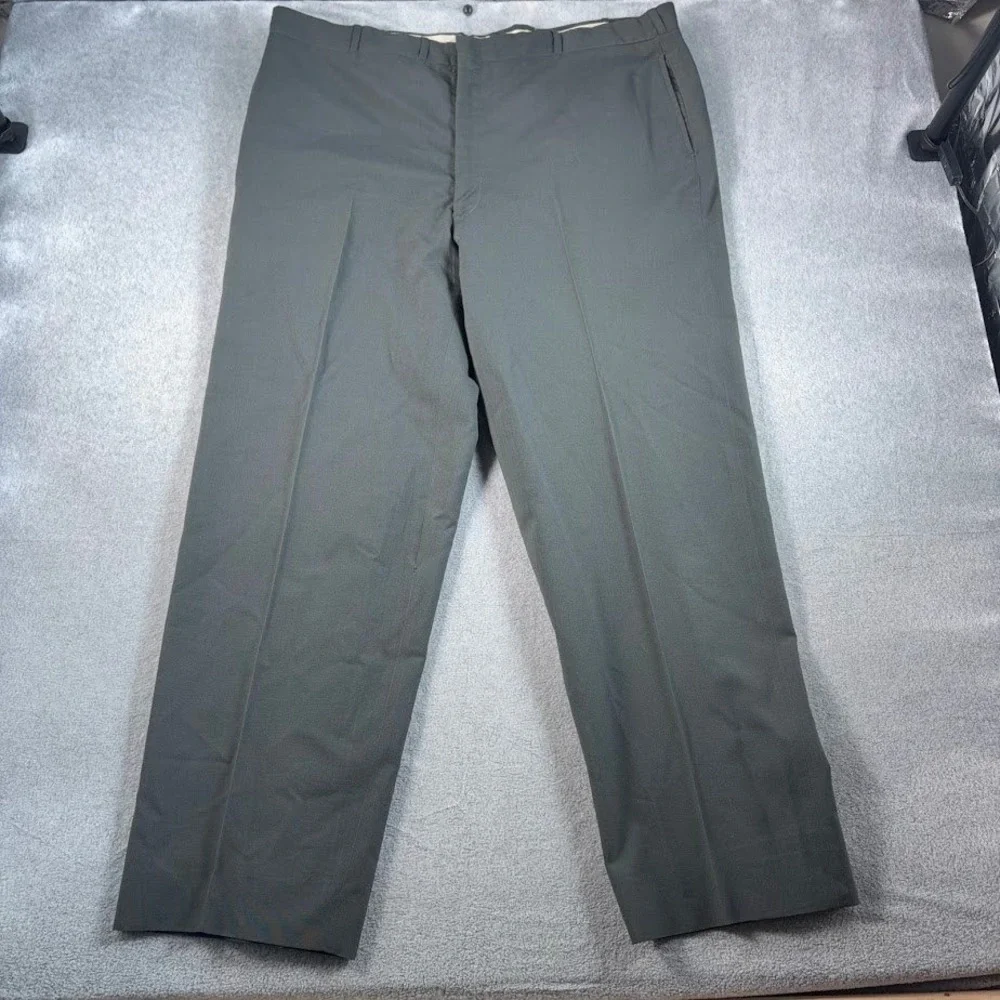 VTG Army Green Military Dress Pants Mens 44x36 AG-489 Wool Blend Slacks